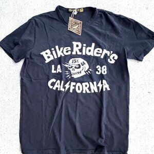 Johnson Motors Bike Riders distressed M Faded Black Shirt NWT